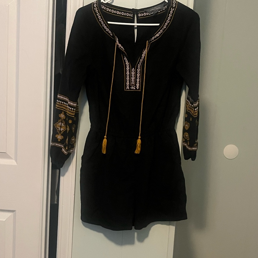 Market & Spruce Black Romper with Embroidery